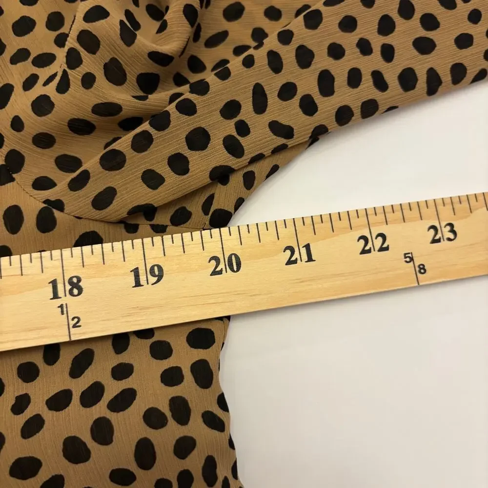 J.Crew Women's M Leopard Animal Print Ruffle V Neck Long Sleeve Blouse